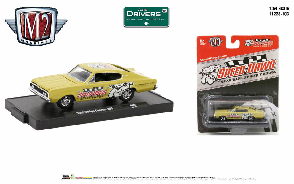 Speed Dawg Shift Knobs 1966 Dodge Charger 383 1/64 Scale Die Cast Car - Gold Rush