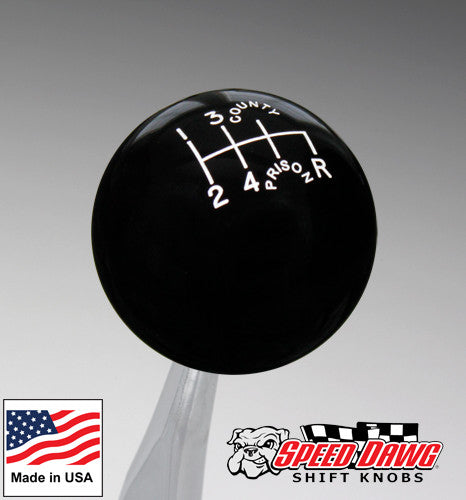 County Prison Black 6 Speed Shift Knob Reverse Lower Right