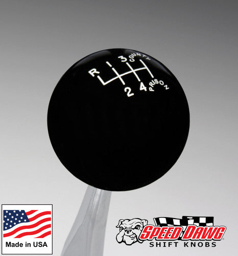 County Prison Black 6 Speed Shift Knob Reverse Upper Left