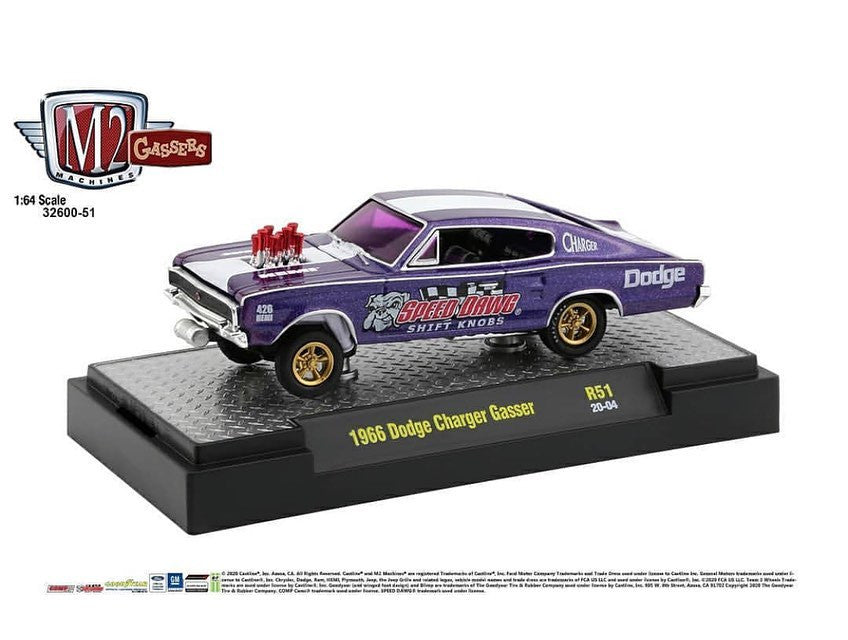 Speed Dawg Shift Knobs 1966 Dodge Charger Gasser Drag Racer 1/64 Scale Die Cast Car - Purple