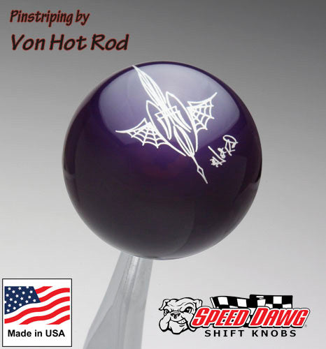 Purple Pinstriped Spider Web Shift Knob by Von Hot Rod