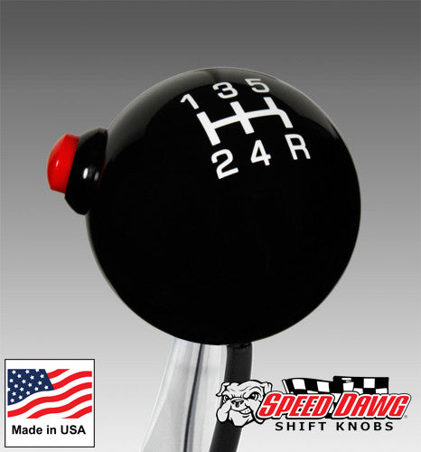 Pro Black / White 5 Speed Shift Knob with Line Lock / NOS Button