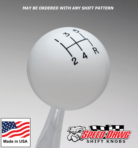 White Shift Knob with Engraved Shift Pattern - Select Your Shift Pattern