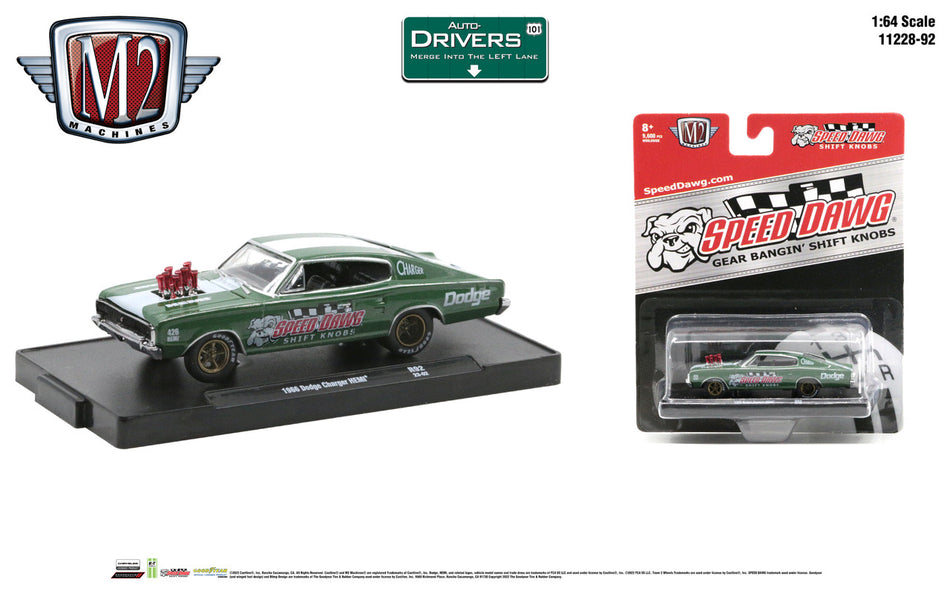 Speed Dawg Shift Knobs 1966 Dodge Charger Gasser Drag Racer 1/64 Scale Die Cast Car - Green