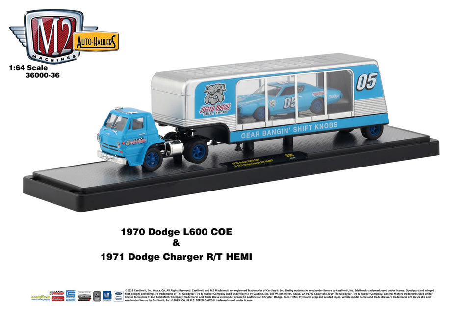 Speed Dawg Shift Knobs Racing Team 1971 Dodge Charger and 1970 Dodge L600 Hauler 1/64 Scale Die Cast