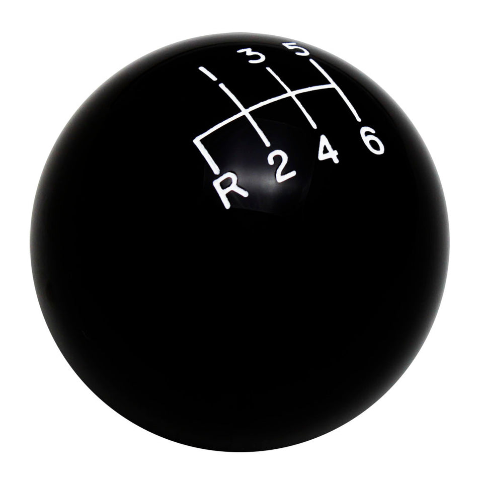 Black 6 Speed Reverse Lower Left Shift Knob with Engraved Shift Pattern