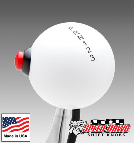 Classic White / Black Reverse Automatic Shift Knob with Line Lock / Nitrous Button