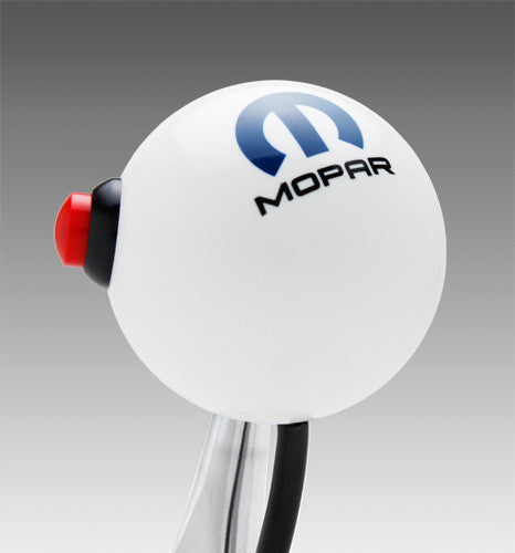 White knob with Mopar Blue and Black graphics