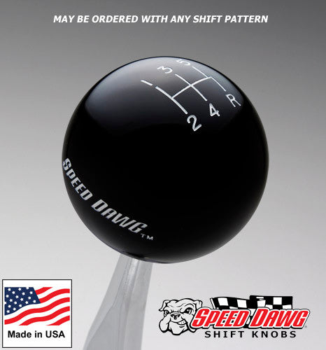 Black Shift Knob with Engraved Shift Pattern & Speed Dawg Logo Text