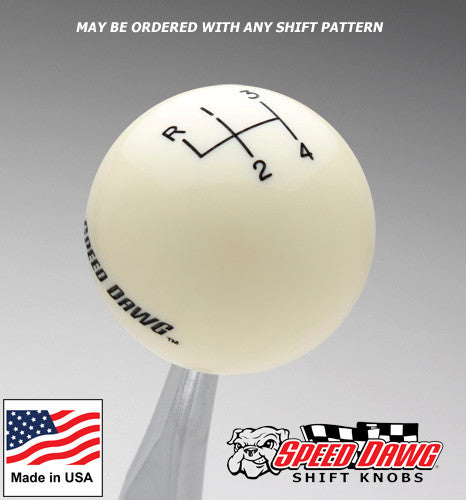 Ivory Shift Knob with Engraved Shift Pattern & Speed Dawg Logo Text