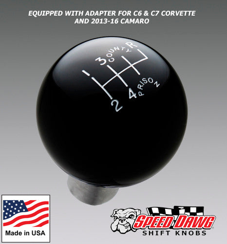 County Prison Black 6 Speed Shift Knob for 2013 and newer Camaro & C6 C7 Corvette