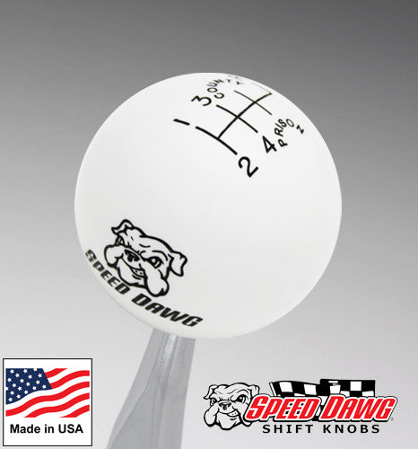 County Prison White 6 Speed Shift Knob with Speed Dawg Side Logos