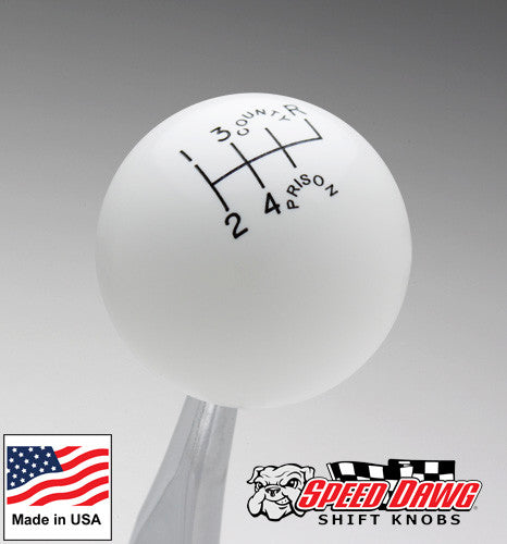 County Prison White 6 Speed Shift Knob