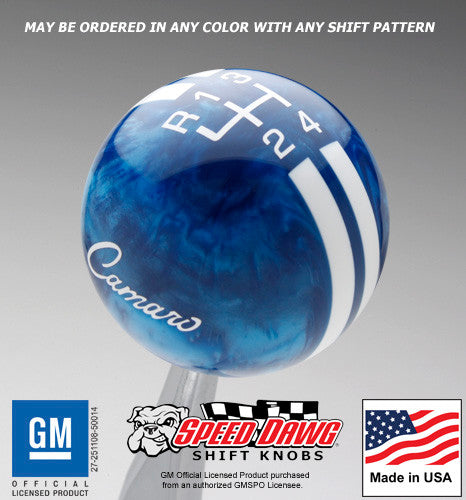 Blue Pearl knob with White graphics