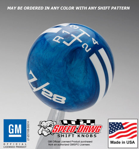 Blue Pearl knob with White graphics