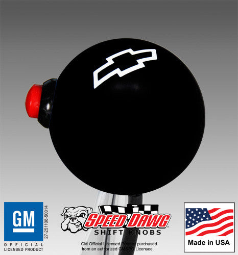Chevy Bowtie Shift Knob with Line Lock / NOS Button - Black