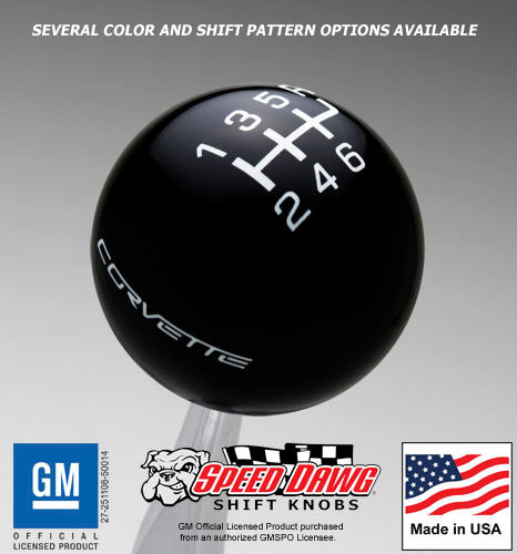 Corvette C6 Logo Text Shift Knob with Inlaid Shift Pattern – Speed