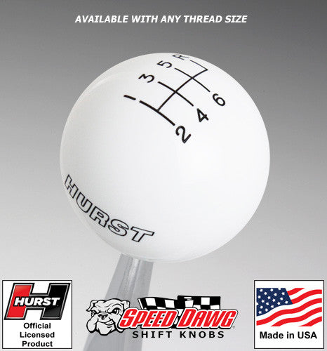 Hurst White 6 Speed Shift Knob - Large – Speed Dawg Shift Knobs