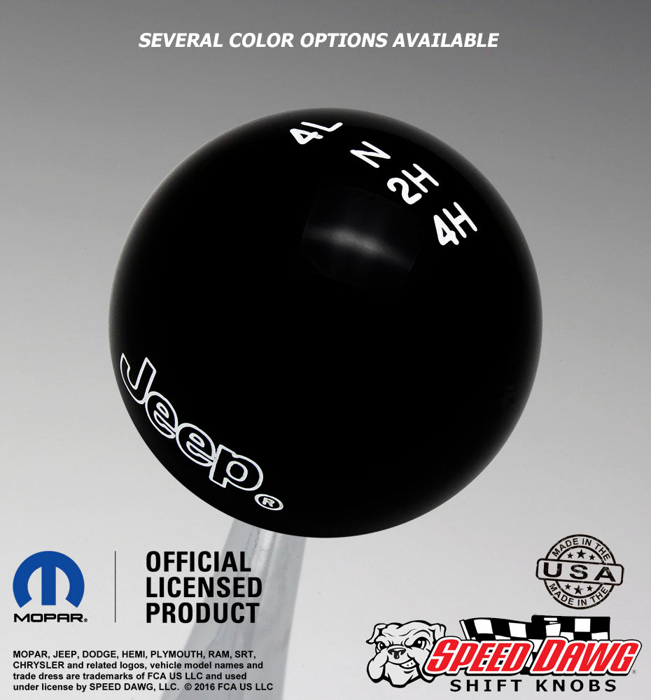 Jeep CJ7 Transfer Case Shift Knob with Engraved Shift Pattern & Outline Logos