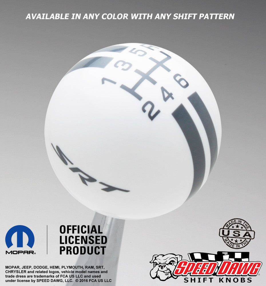 SRT Rally Stripe shift knob White with Pearl Gray graphics