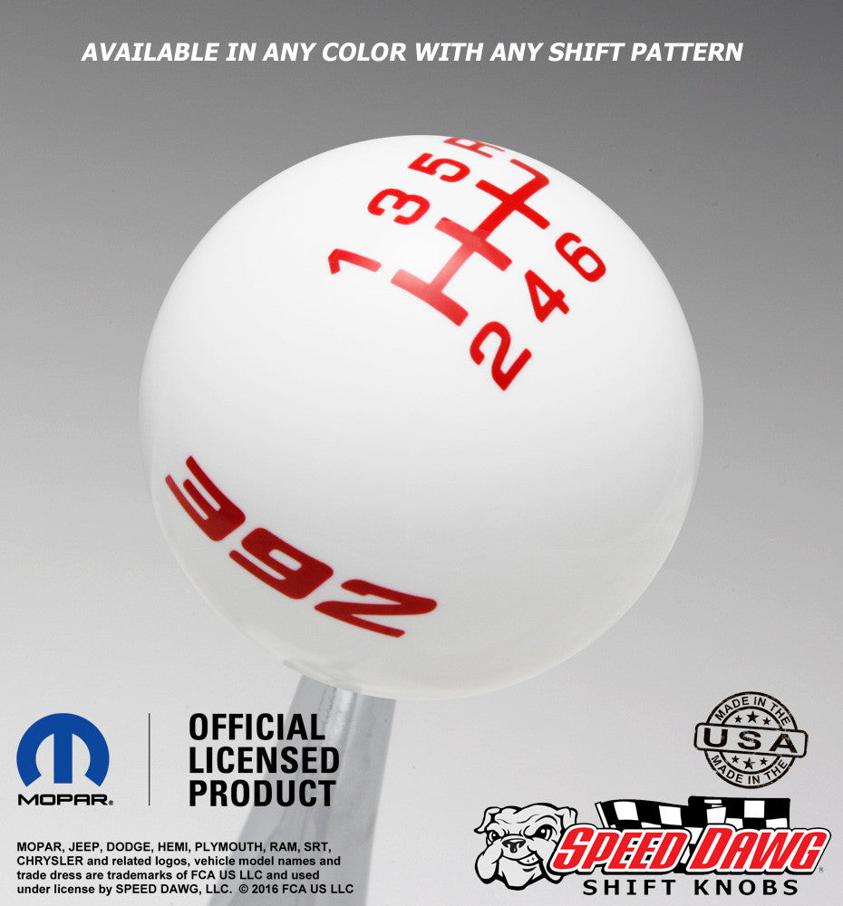 White shift knob with Red graphics