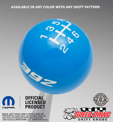 Grabber Blue shift knob with White graphics