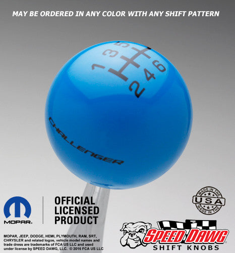 Dodge Challenger B5 Medium Blue shift knob with Black graphics