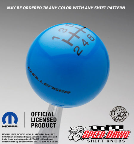 Dodge Challenger B5 Medium Blue shift knob with Black graphics
