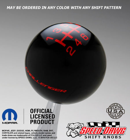 Dodge Challenger Black shift knob with Red graphics