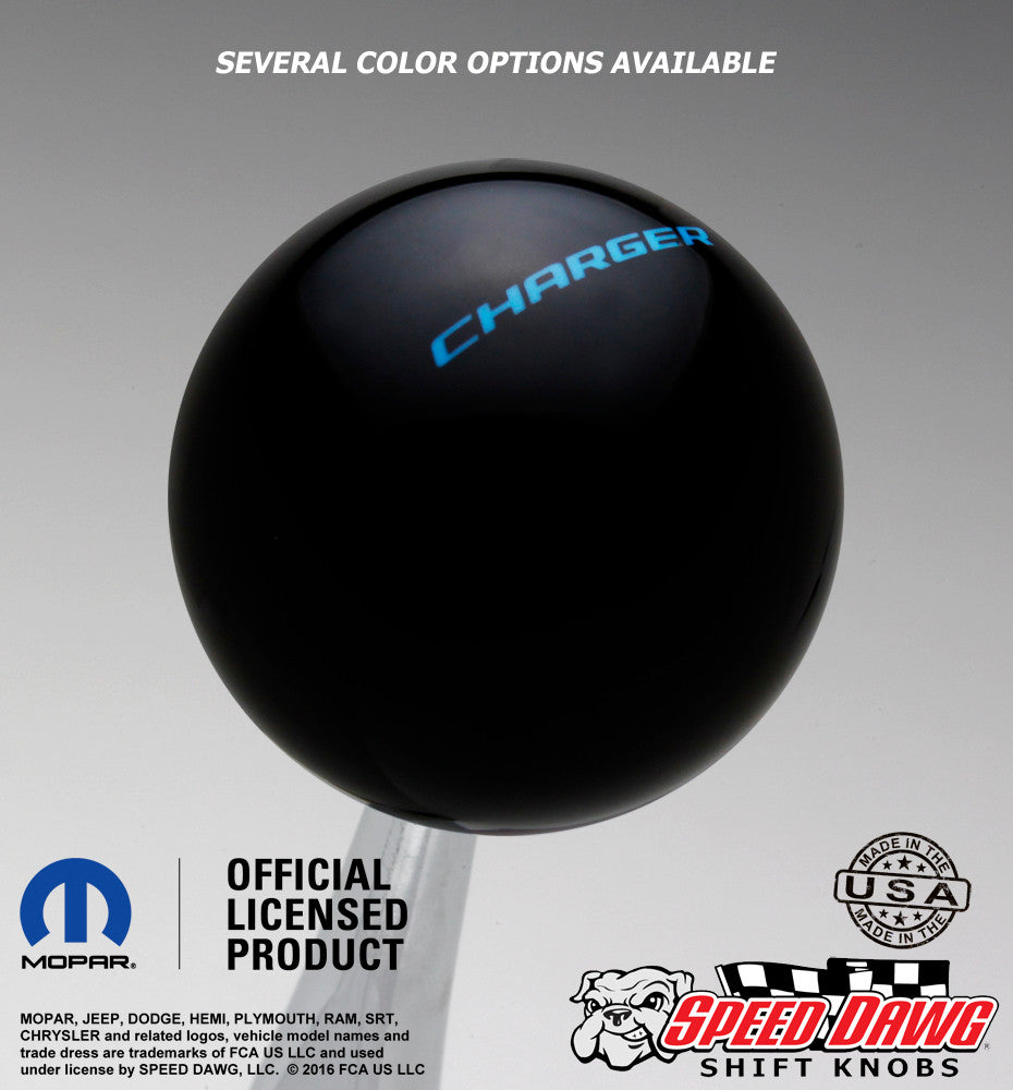 Charger Shift Knob Black with Grabber Blue graphics