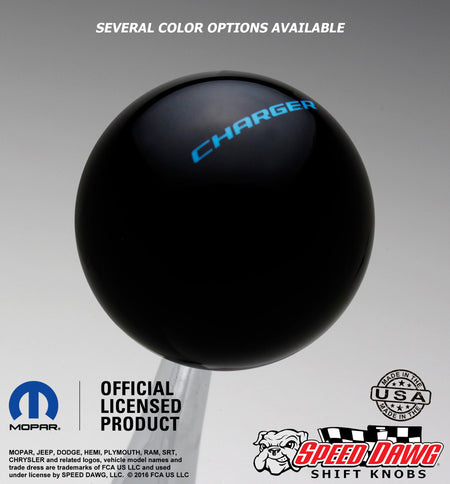 Charger Shift Knob Black with Grabber Blue graphics