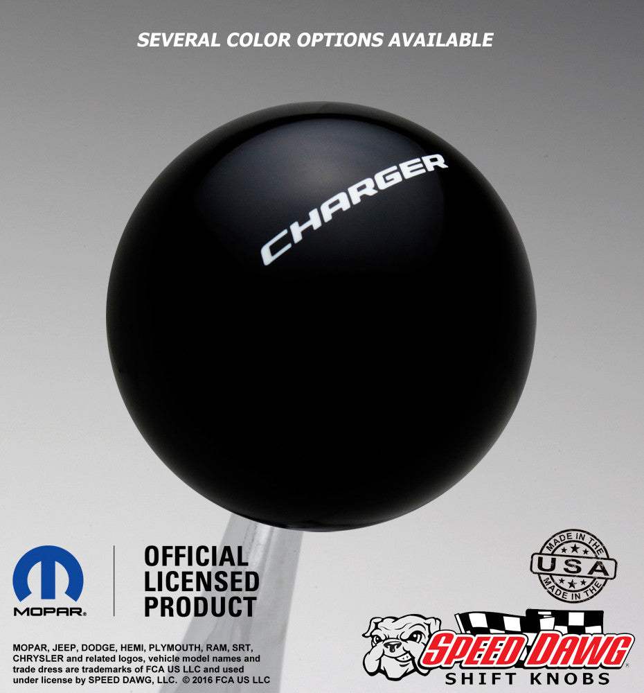 Charger Shift Knob Black with White graphics