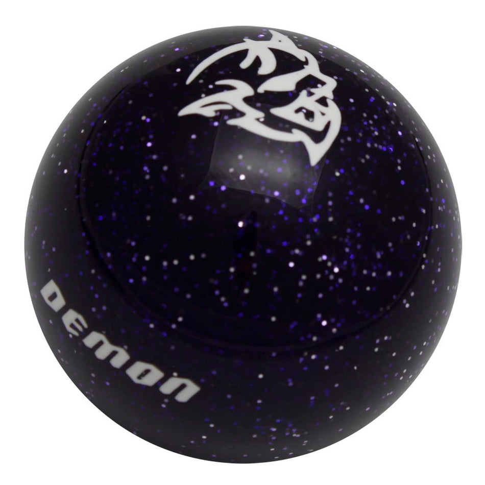 Transparent Purple Metal Flake knob with White graphics