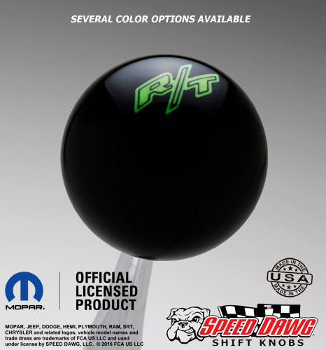 Black R/T Logo Shift Knob with Green Graphics