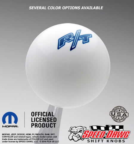 White R/T Logo Shift Knob with Dark Blue Graphics