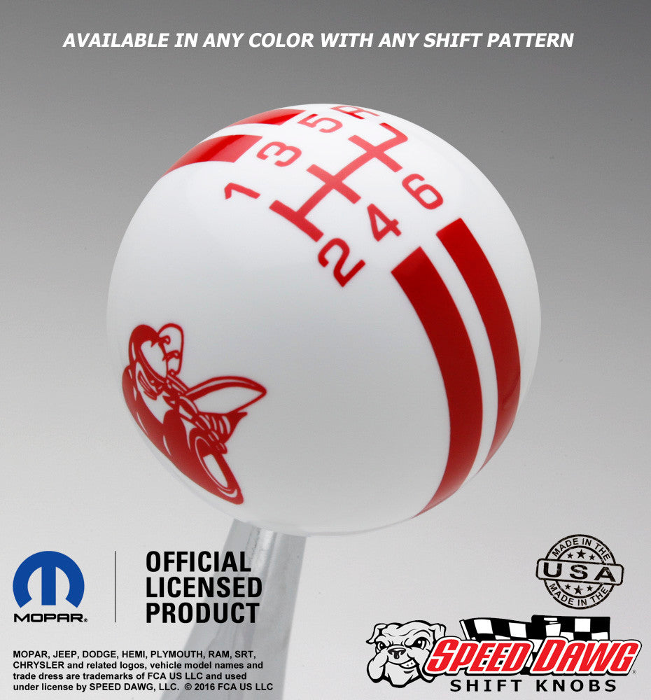 Scat Pack White knob with Red graphics
