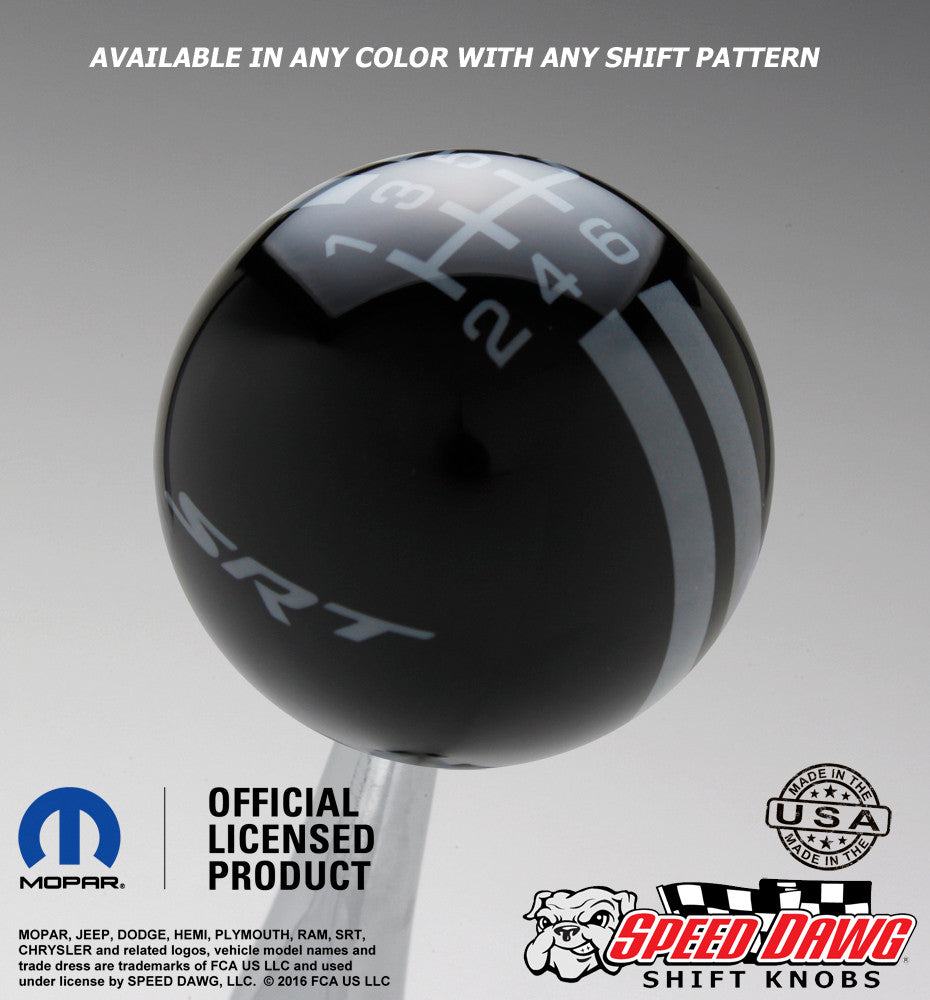 SRT Rally Stripe shift knob Black with Pearl Gray graphics