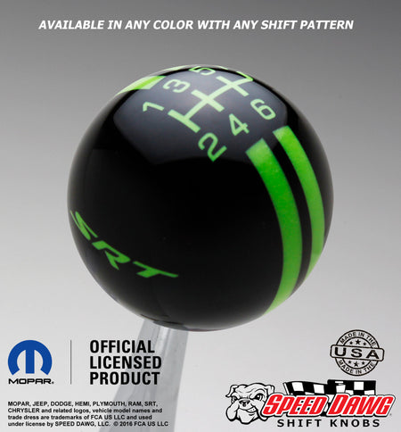 SRT Rally Stripe shift knob Black with Go Green graphics