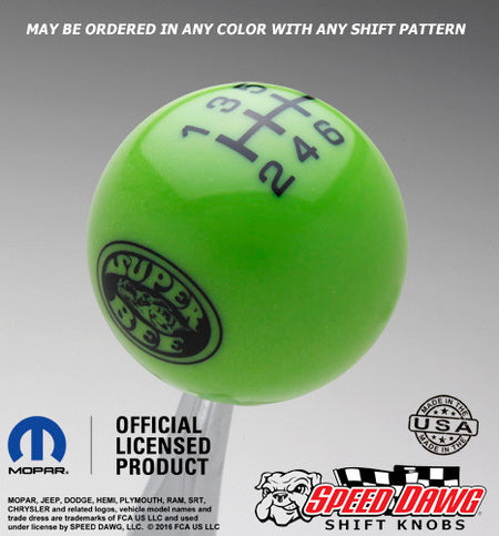 Super Bee Shift Knob Go Green with Black graphics