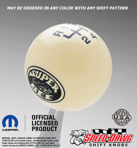 Super Bee Shift Knob Ivory with Black graphics
