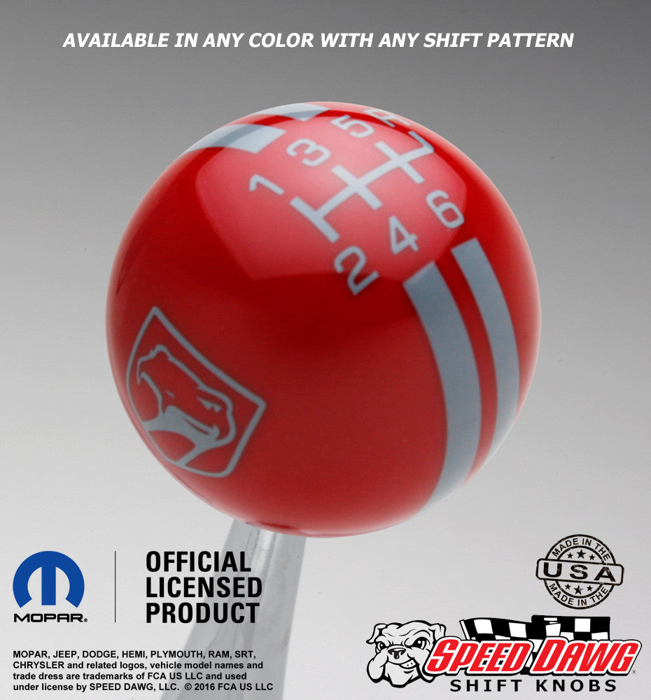 Dodge Viper Sneaky Pete Shift Knob Candy Red with Pearl Gray graphics