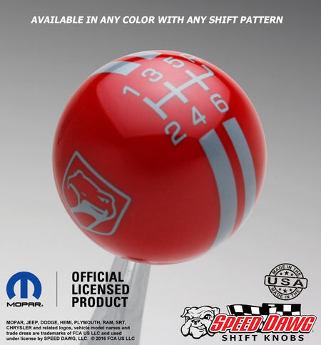 Dodge Viper Sneaky Pete Shift Knob Candy Red with Pearl Gray graphics