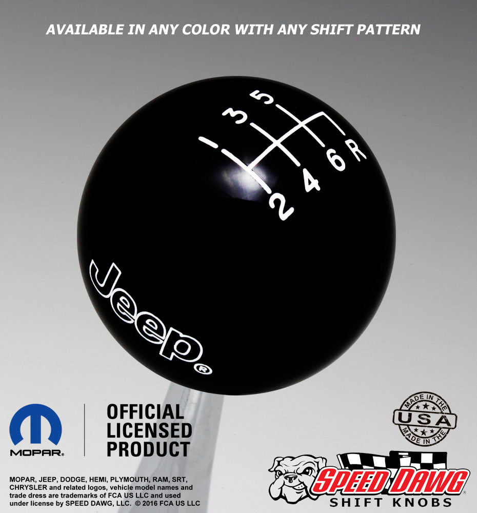 Jeep JK 6 Speed Shift Knob with Engraved Pattern & Outline Logos - Non ...