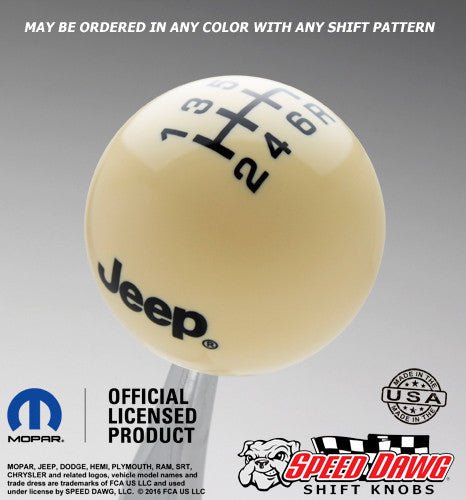 Ivory Jeep Logo Shift Knob With Black Graphics