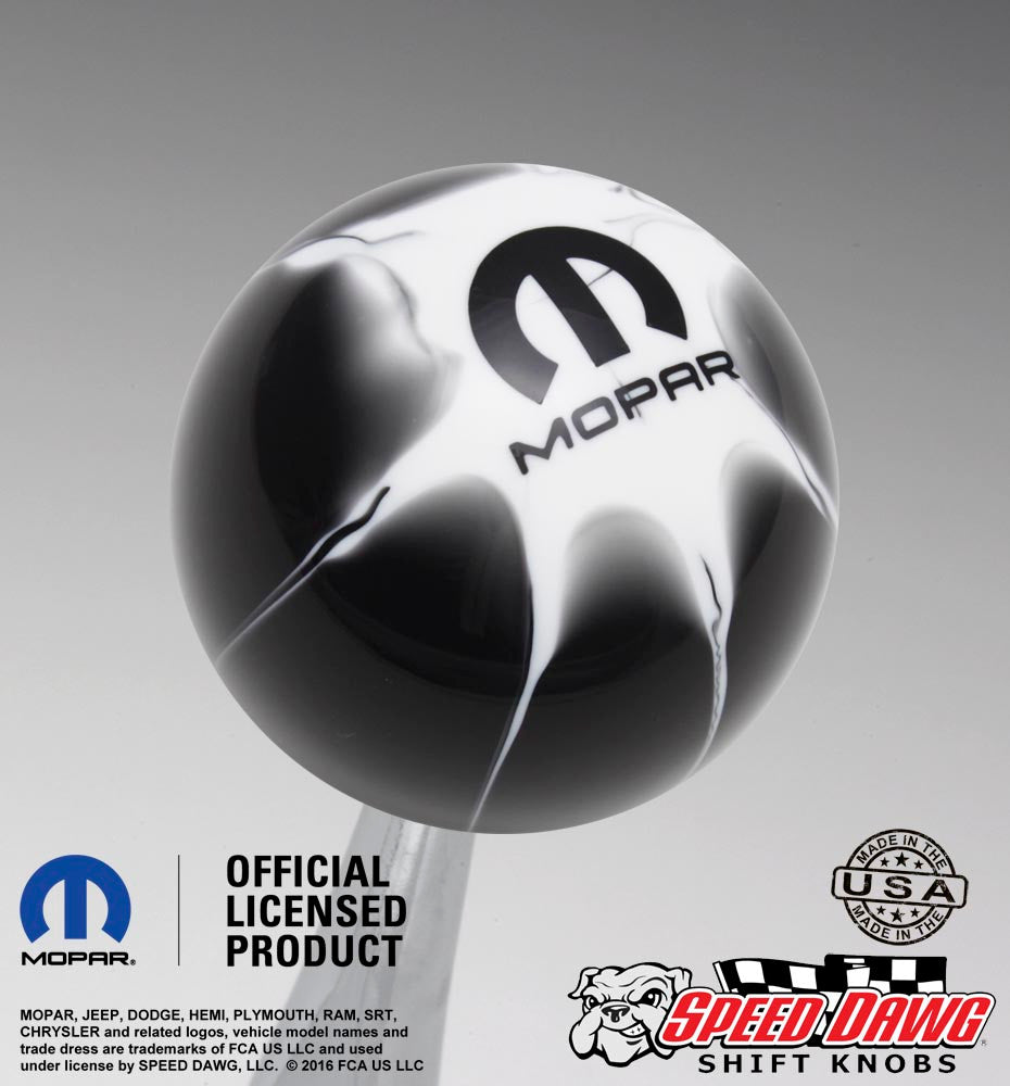 Mopar Logo Black White Splash Shift Knob