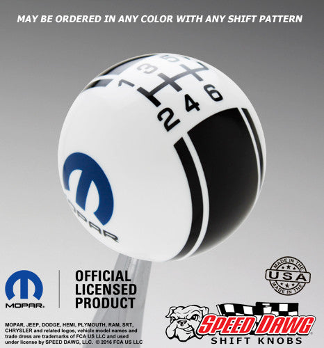 Mopar Logo Racing Stripe Shift Knob with Pattern