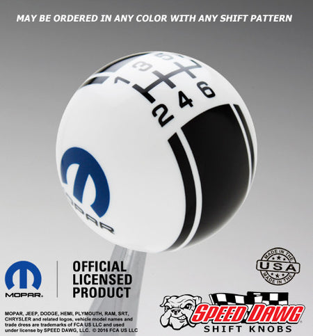 Mopar Logo Racing Stripe Shift Knob with Pattern