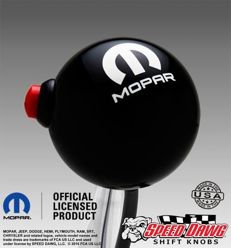 Mopar Logo Black Shift Knob with Line Lock / NOS Button