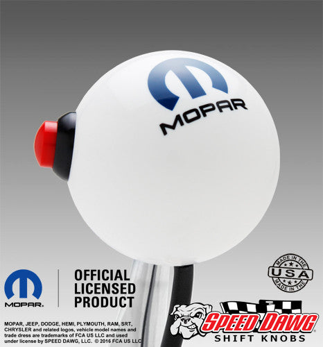Mopar Logo White Shift Knob with Line Lock / NOS Button