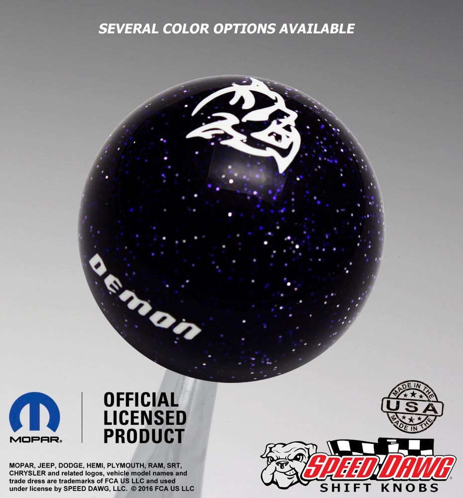 Transparent Purple Metal Flake knob with White graphics